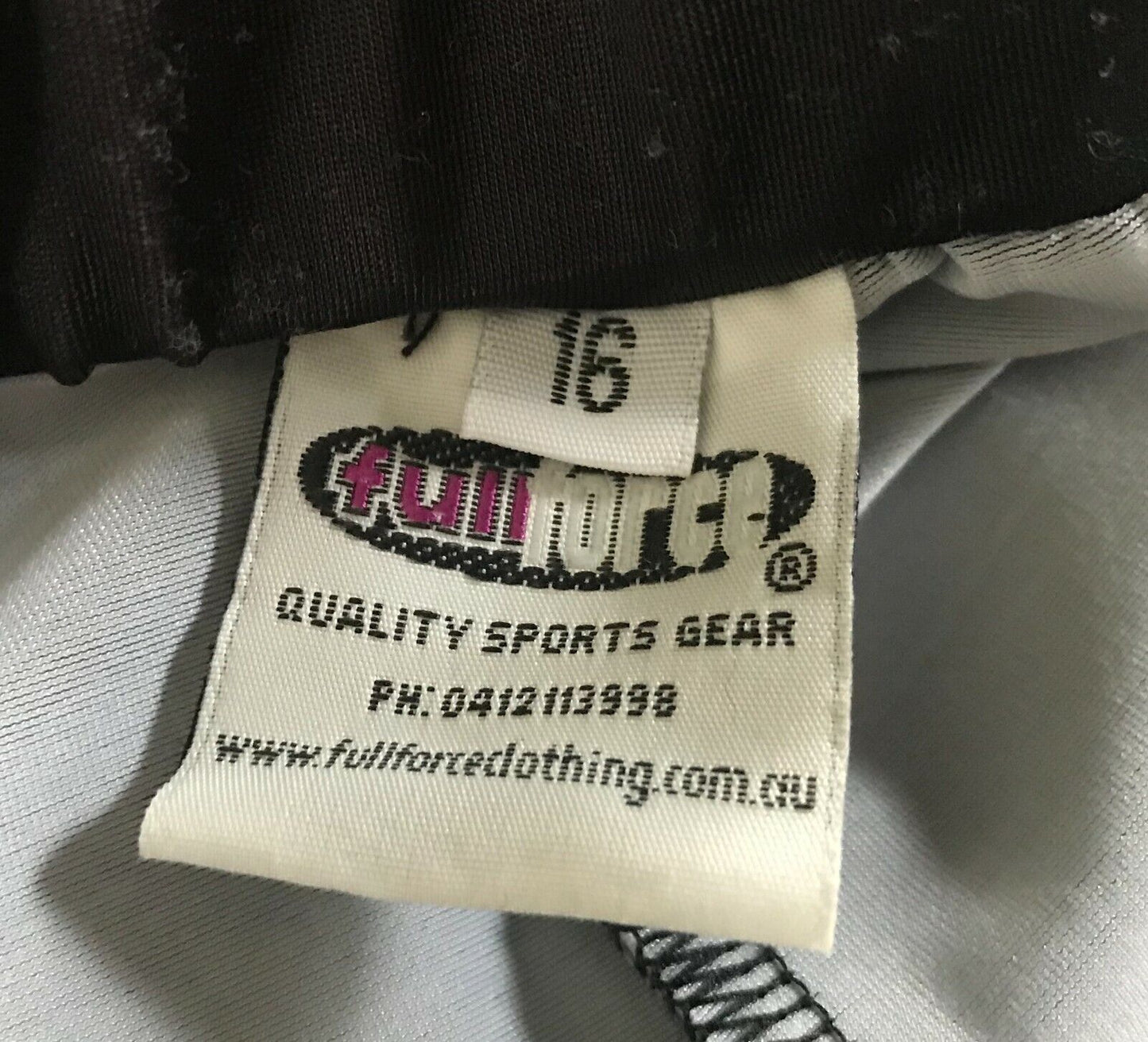 FULLFORCE Skirt Skort Netball Black White Elastic Waist Size 16 Built in Pants