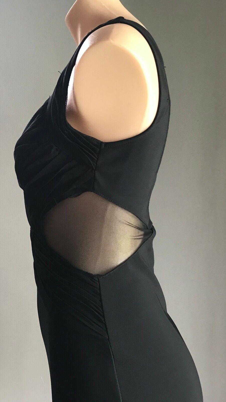 Bodycon Dress Black Stretch Sleeveless w Mesh Inserts Ladies Size 10 Sexy LBD