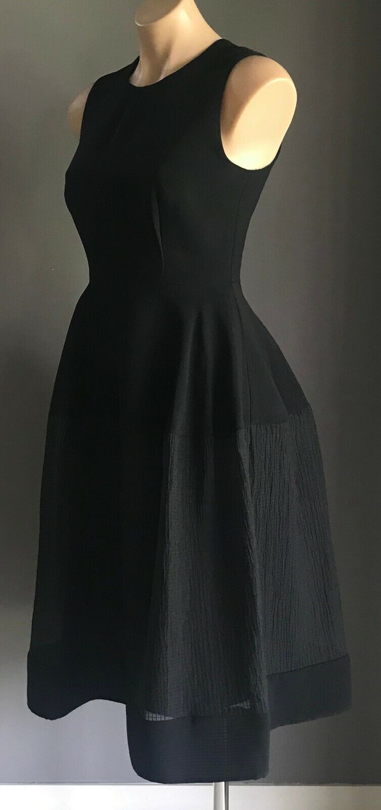 YOURS SINCERELY A-Line Dress Black Sleeveless w Net Panel Hem Size 8 10