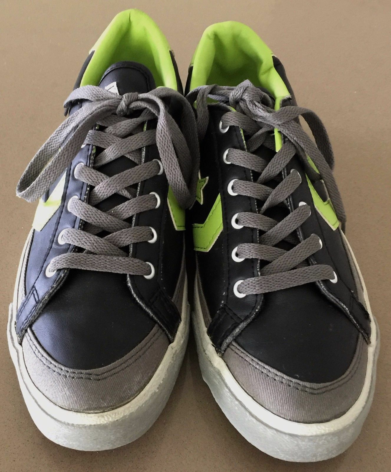 CONVERSE Sneakers Grey Lime Green PU Size Mens 7 9 EUR40 25.5cm Shoes New
