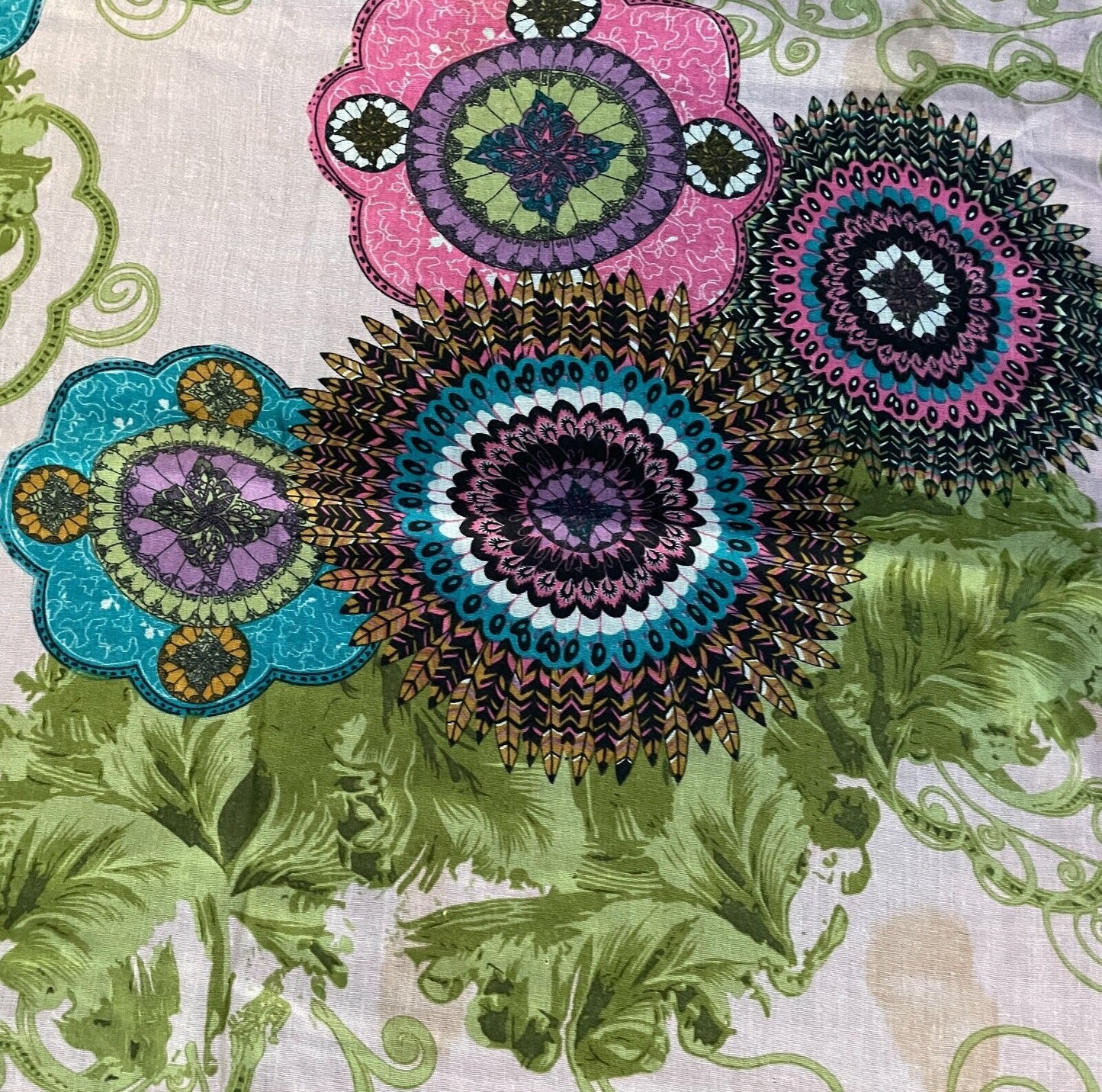 SARONG Viscose Pastel Colours Mandala Flower lPrint Semi Sheer Skirt Size 8 14