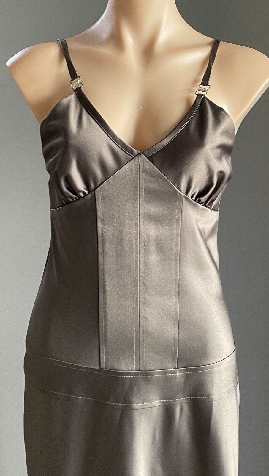 1980’s PA COLLECTION Midi Dress Bronze Sleeveless Asymmetric Hem Size 10 Vintage