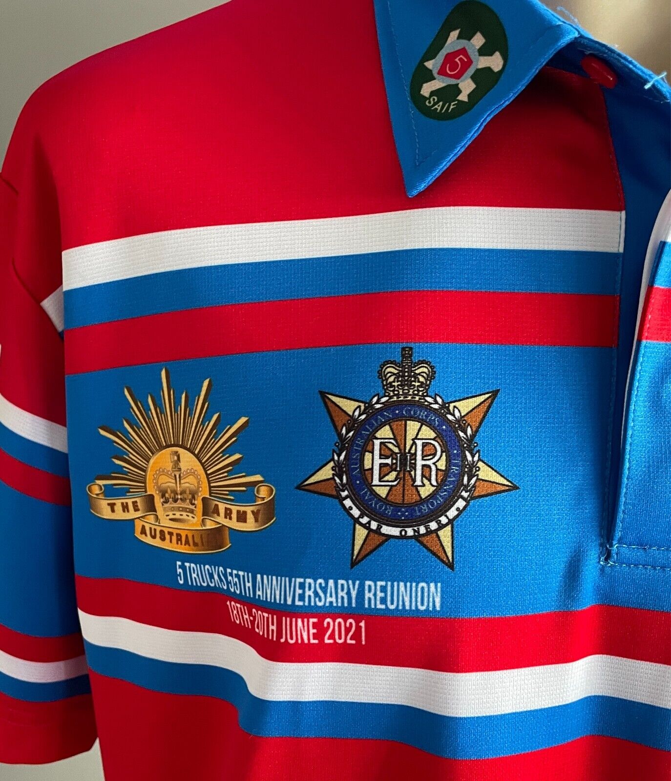 Polo 2021 Blue Red White Australian Army 5 Trucks 55 Anniversary Reunion 2XL
