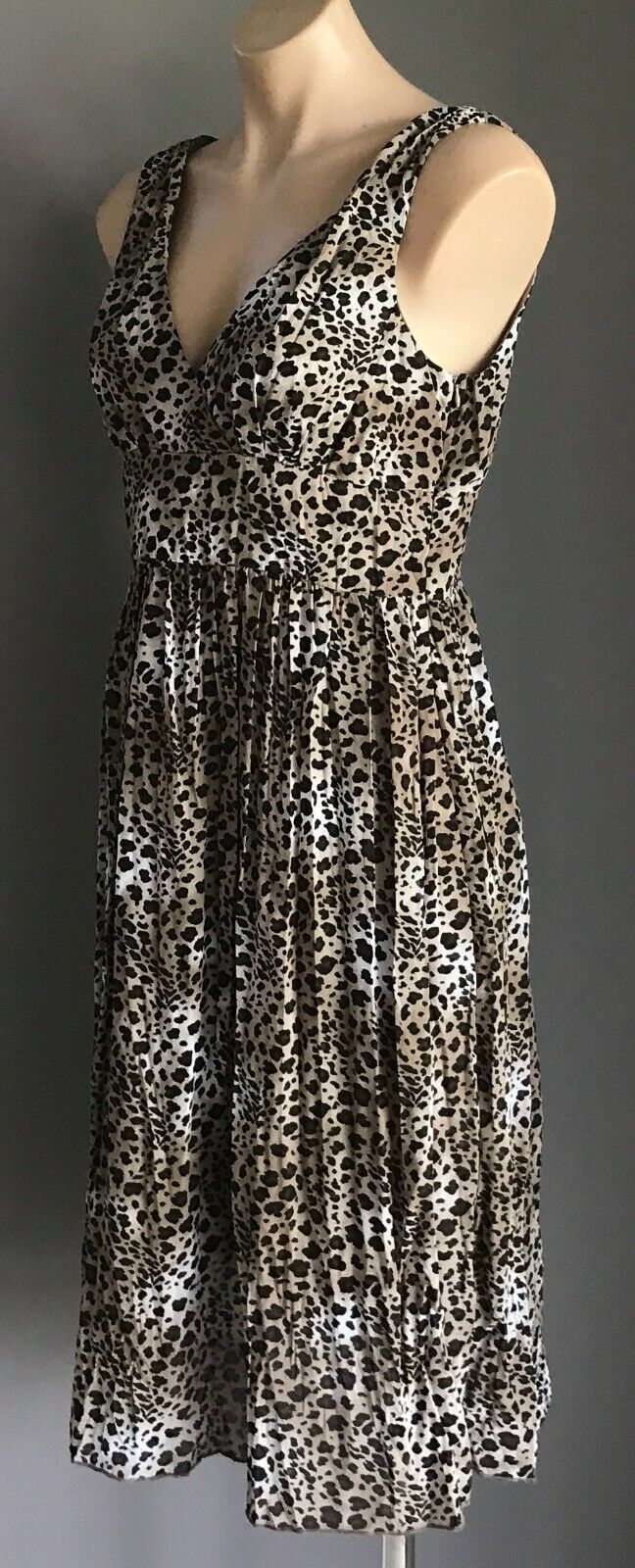 EXPRESSION Empire Waist Dress Sleeveless Animal Leopard Print Ladies Size 10
