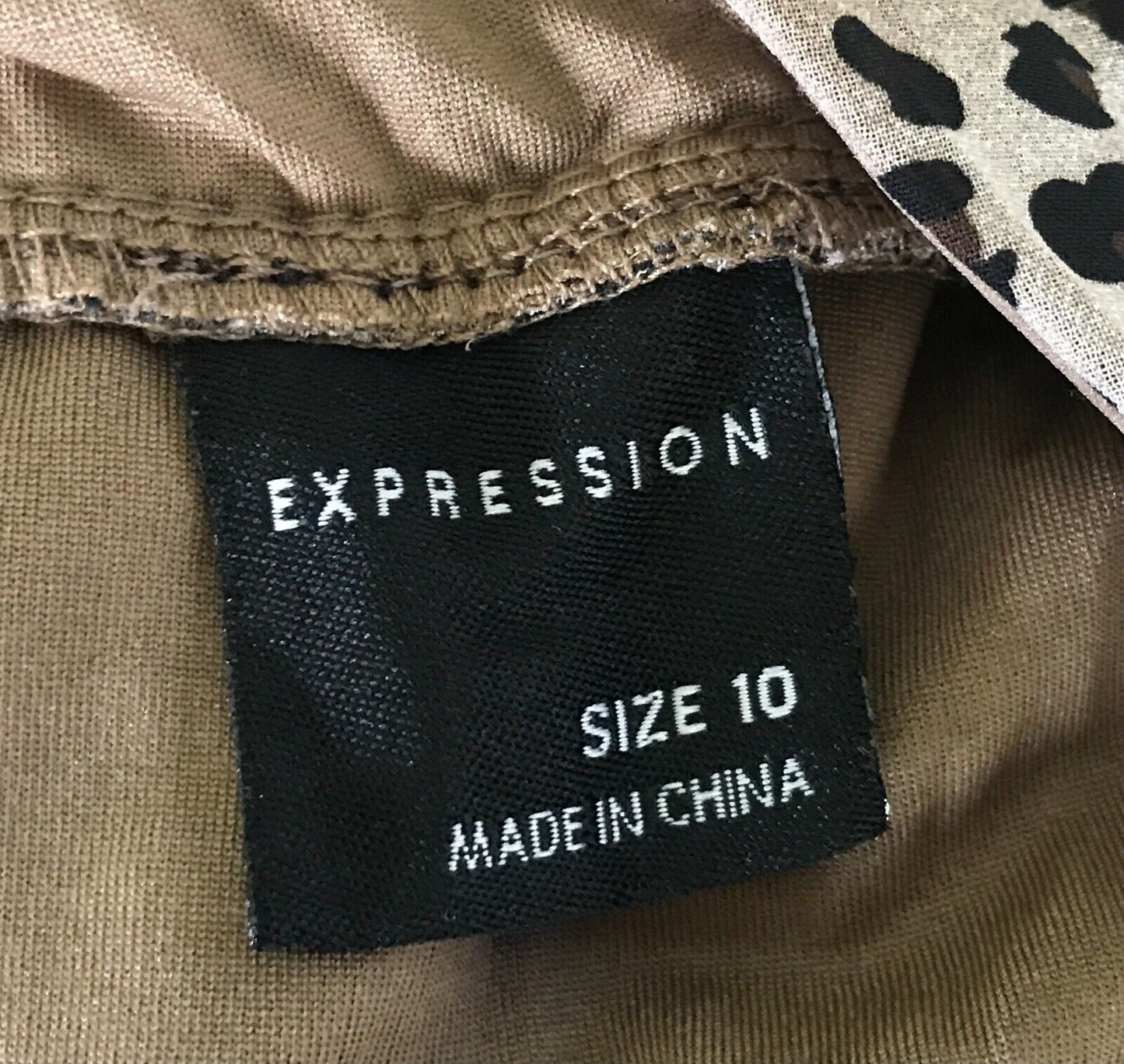 EXPRESSION Empire Waist Dress Sleeveless Animal Leopard Print Ladies Size 10