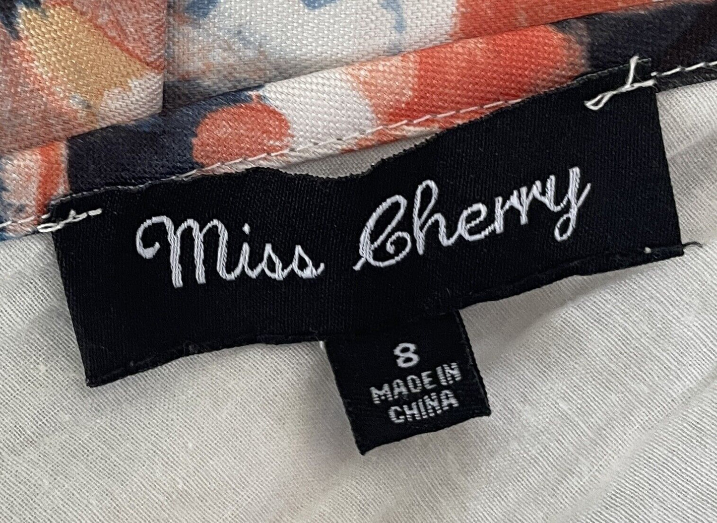 MISS CHERRY A-Line Tea Dress Floral Sleeveless Size 8 10 Retro 1950s Vibe!
