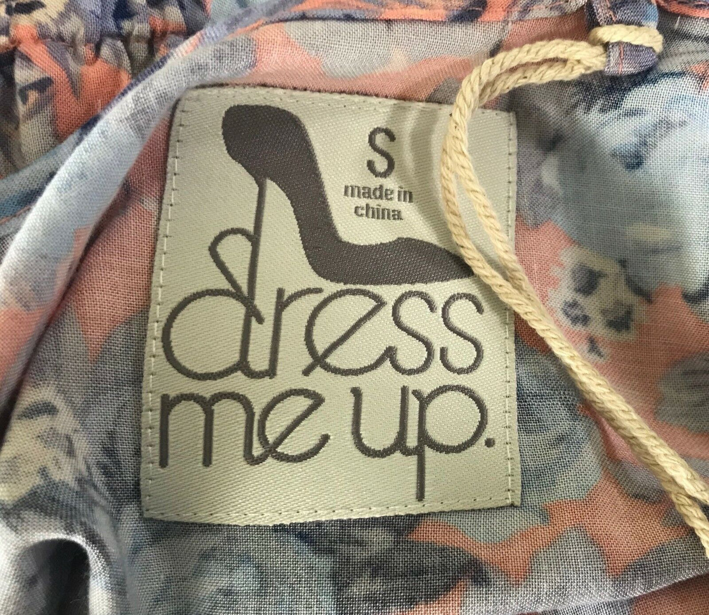 DRESS ME UP Mini Dress Coral Red Blue Floral Elastic Waist Size S 10 NEW Sun