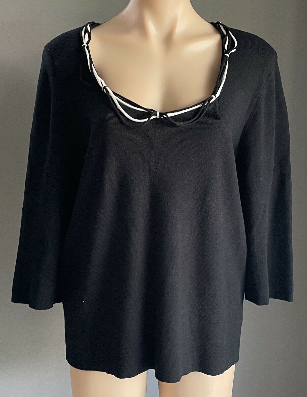 MARCO POLO Jumper Black Knit 3/4 Sleeve Sweater Top Ladies Sz 2 14 16 Sample NEW