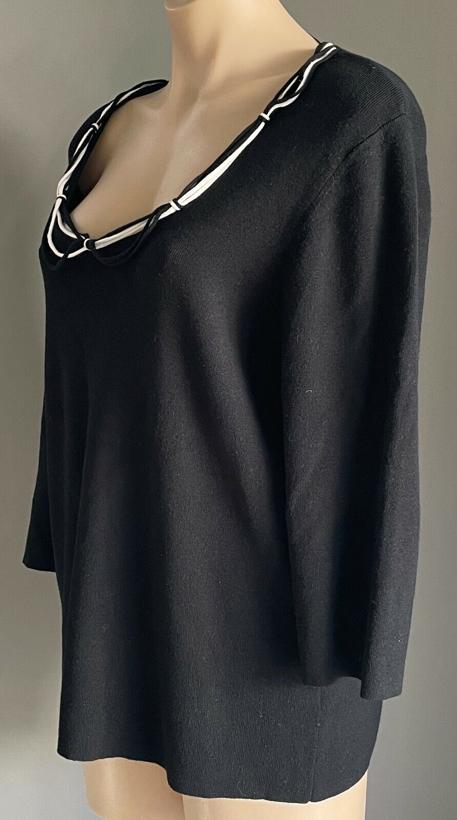 MARCO POLO Jumper Black Knit 3/4 Sleeve Sweater Top Ladies Sz 2 14 16 Sample NEW