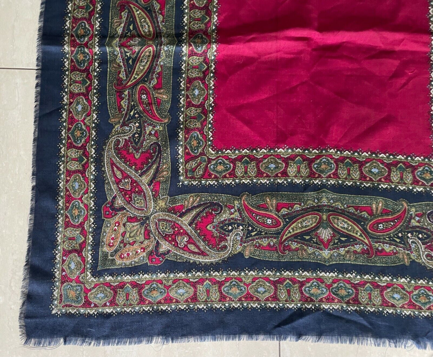 Square Neck SCARF Navy Burgundy Multi Colour Paisley Large Shawl Wrap NEW