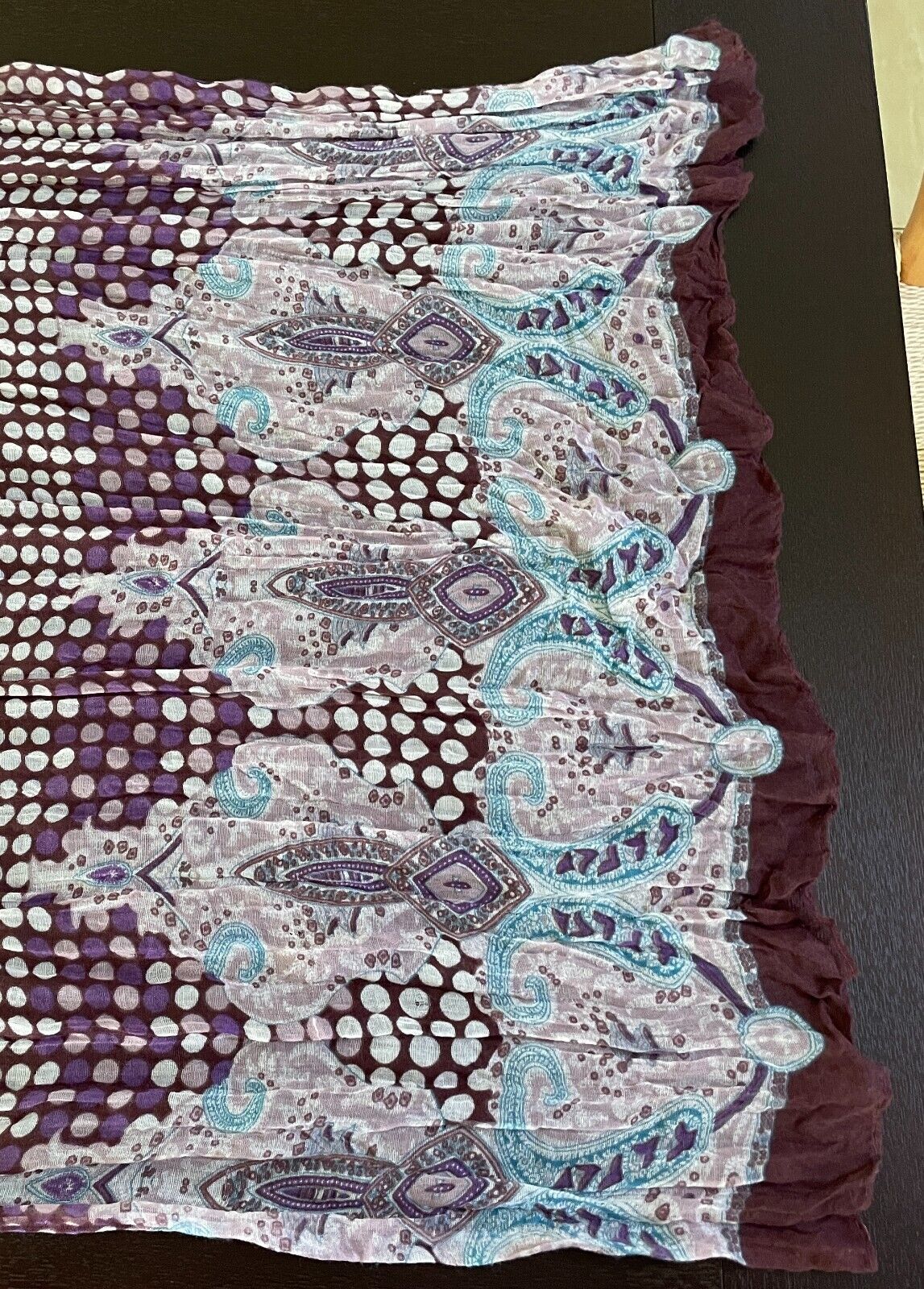 Neck SCARF Dot Paisley Crinkle Plisse Lightweight Cotton Long 70cm x 177cm