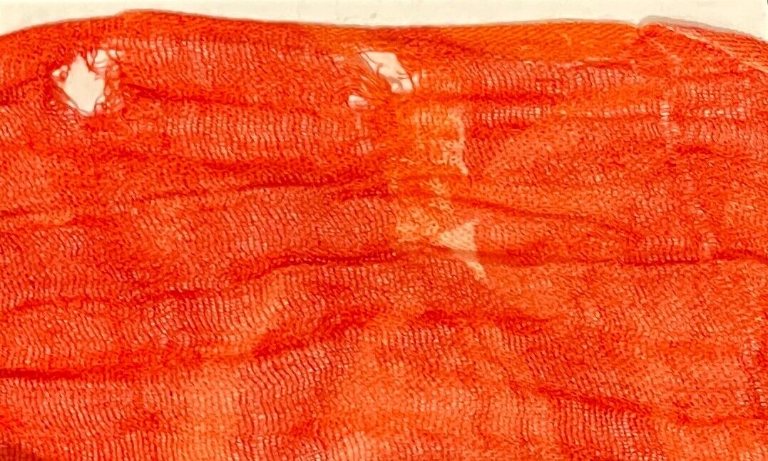 Neck SCARF Bright Orange White Abstract Fabric Rectangle Wrinkle Crinkle Fringe