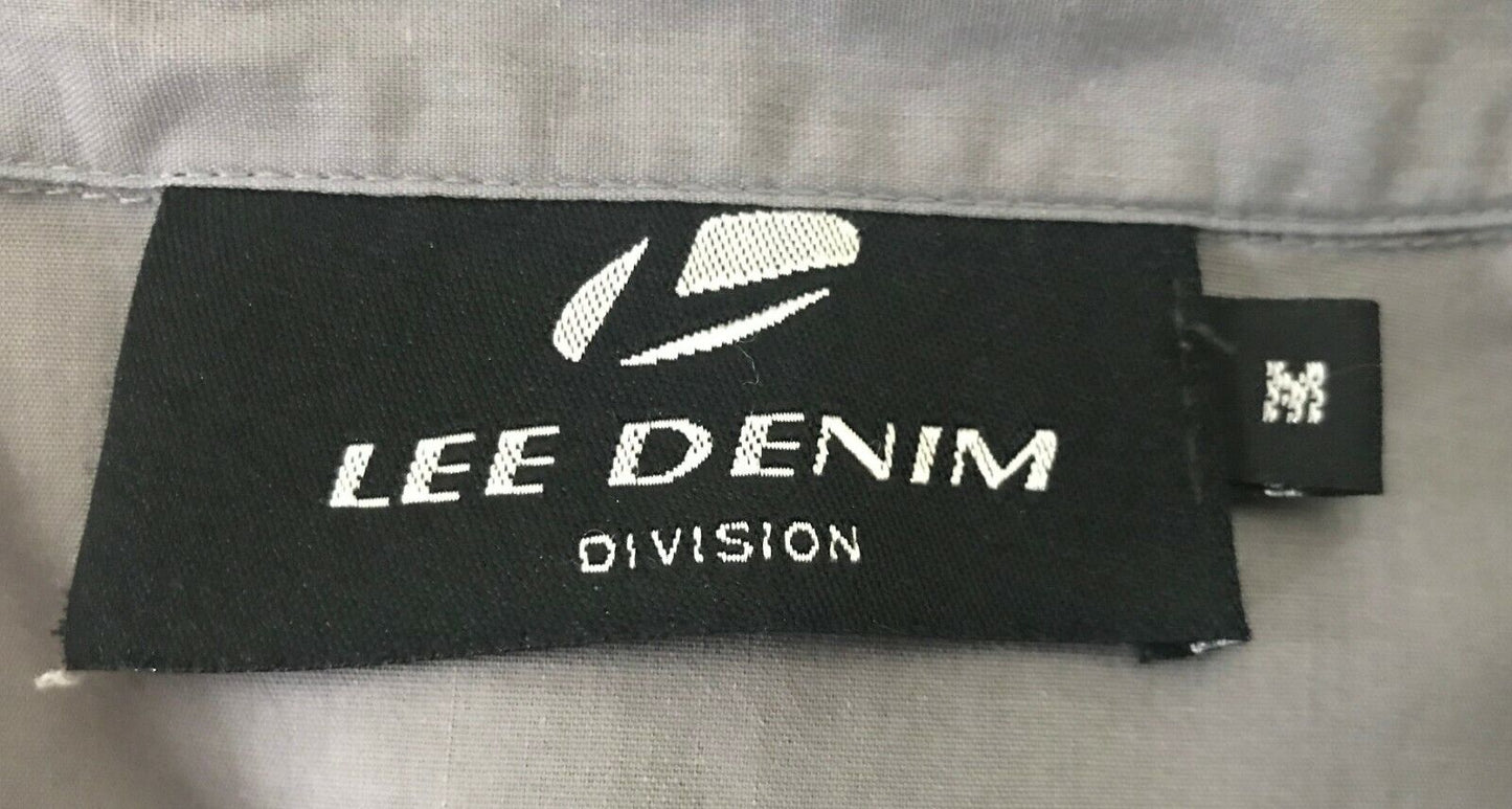 LEE DENIM Mens Short Sleeve Shirt Grey w Oriental Print Panels Size M