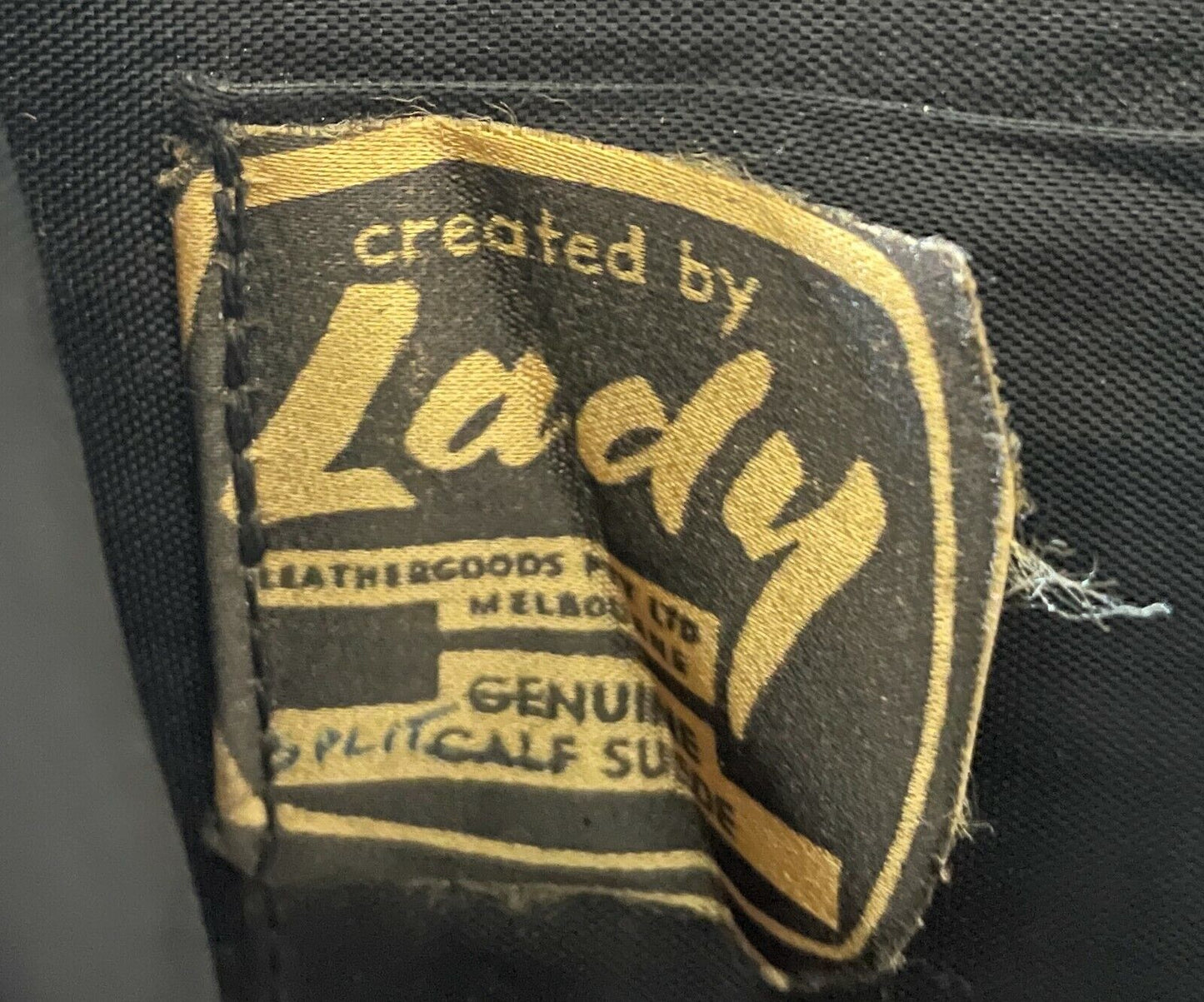 LADY Black Calf Suede Evening Bag Clutch Wrist Strap Vintage 1930's 1940's
