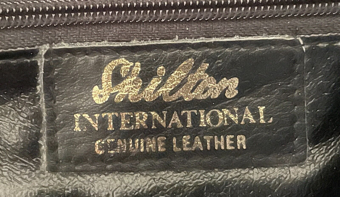 Vintage 1970s SHILTON International Leather Shoulder Bag Black Envelope Clutch