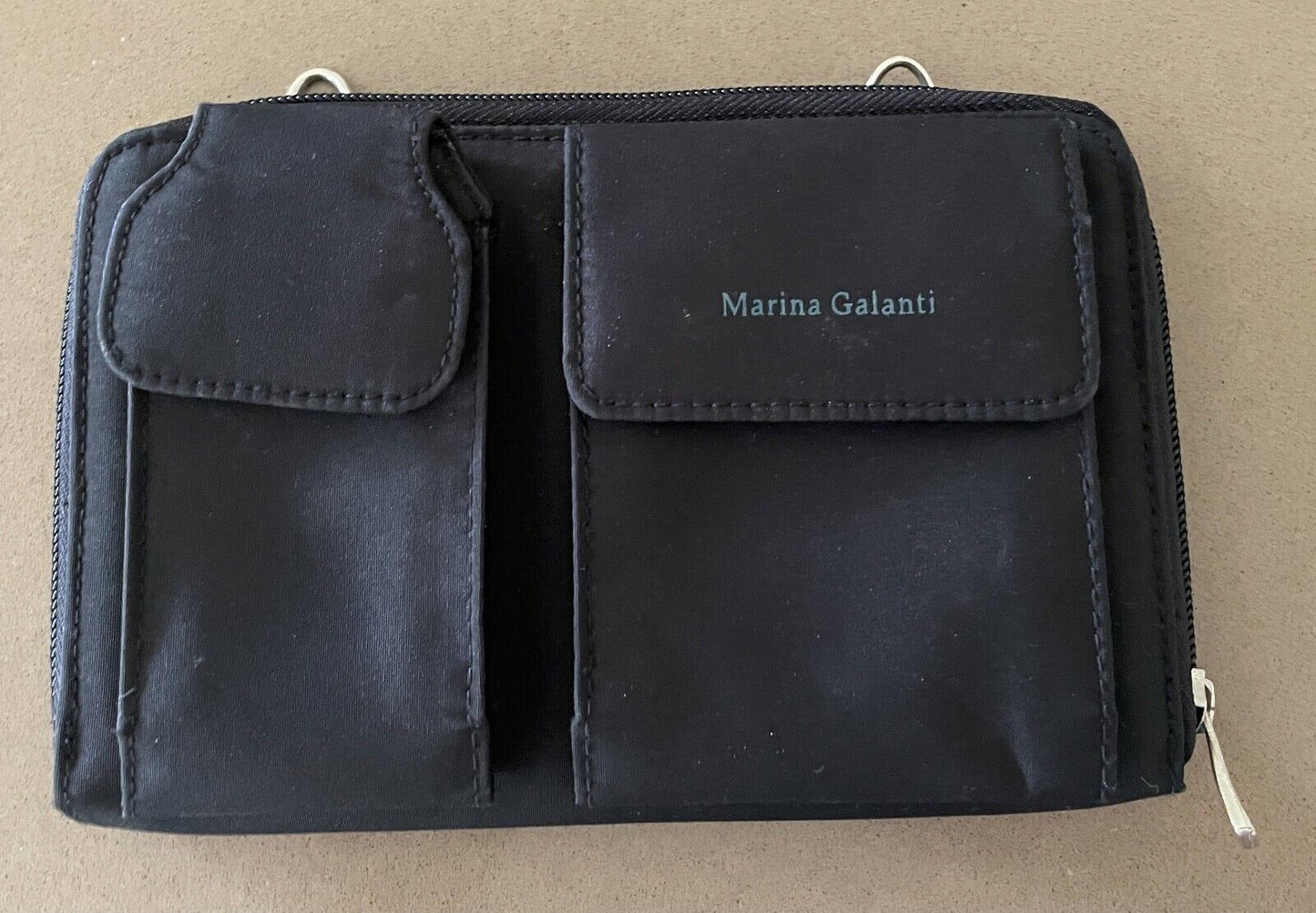 MARINA GALANTI Cross Body Bag Black Thread Through Belt Waist + Shoulder Strap