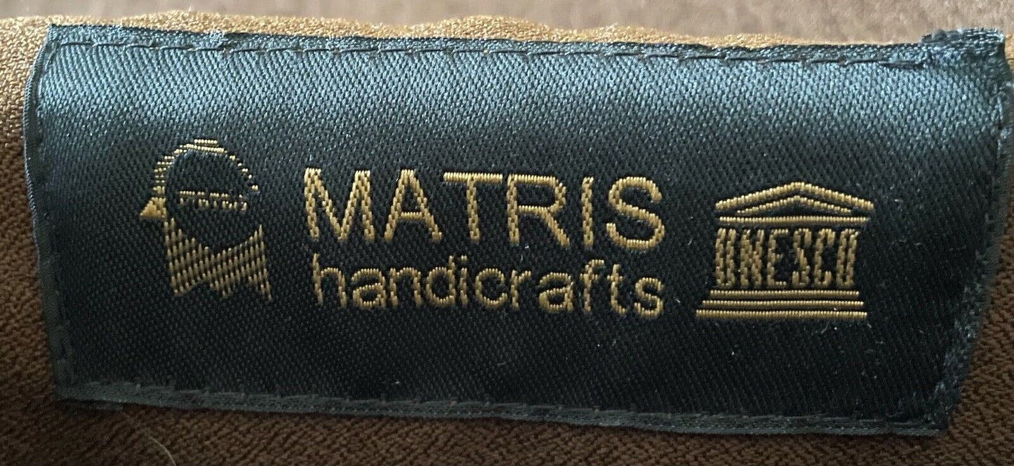MATRIS HANDICRAFTS UNESCO Shoulder Bag Brown Faux Suede Trim & Tapestry Clutch