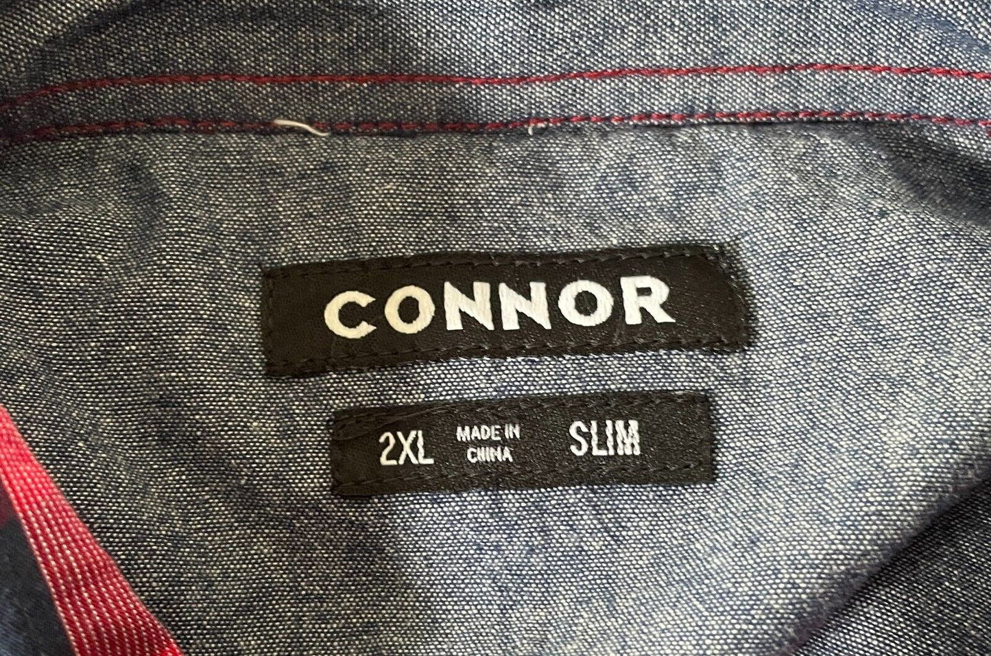 CONNOR Shirt Short Sleeve Red Navy White Button Up Cuffed Sleeves Mens 2XL