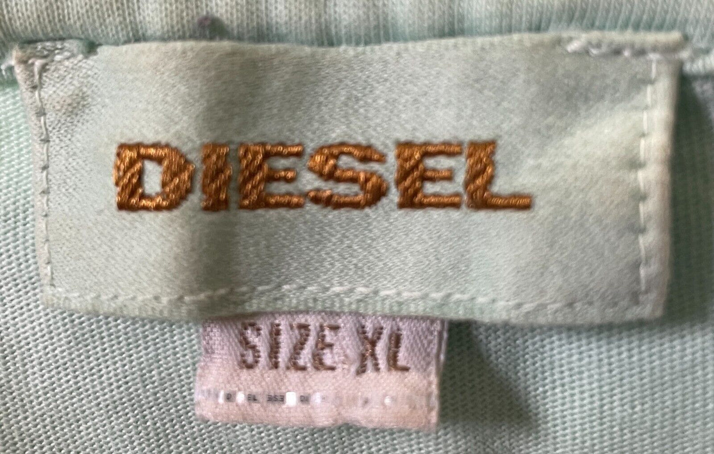 DIESEL Mens T-Shirt XL Mohawk Graphic Mint Green Motivation Tee Crew Neck NEW