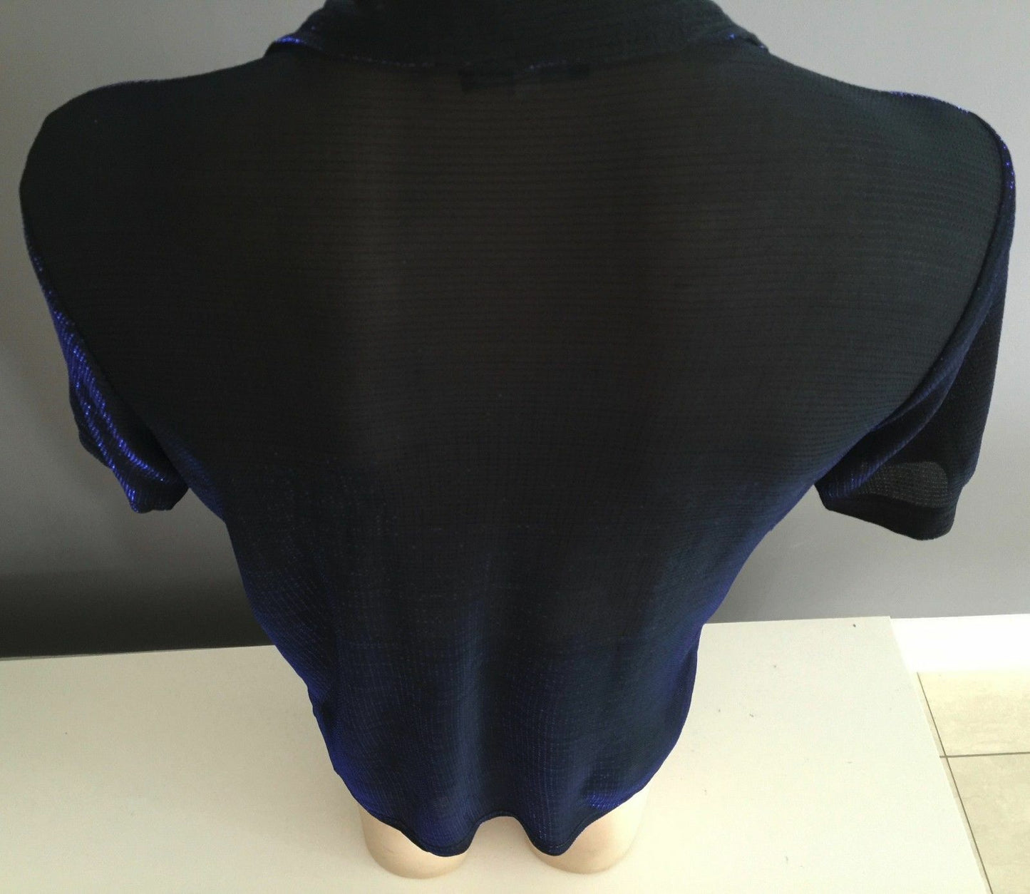 CLOSED Shirt Black Cobalt Blue Metallic Thread Size M 102cm 1980s Top Disco