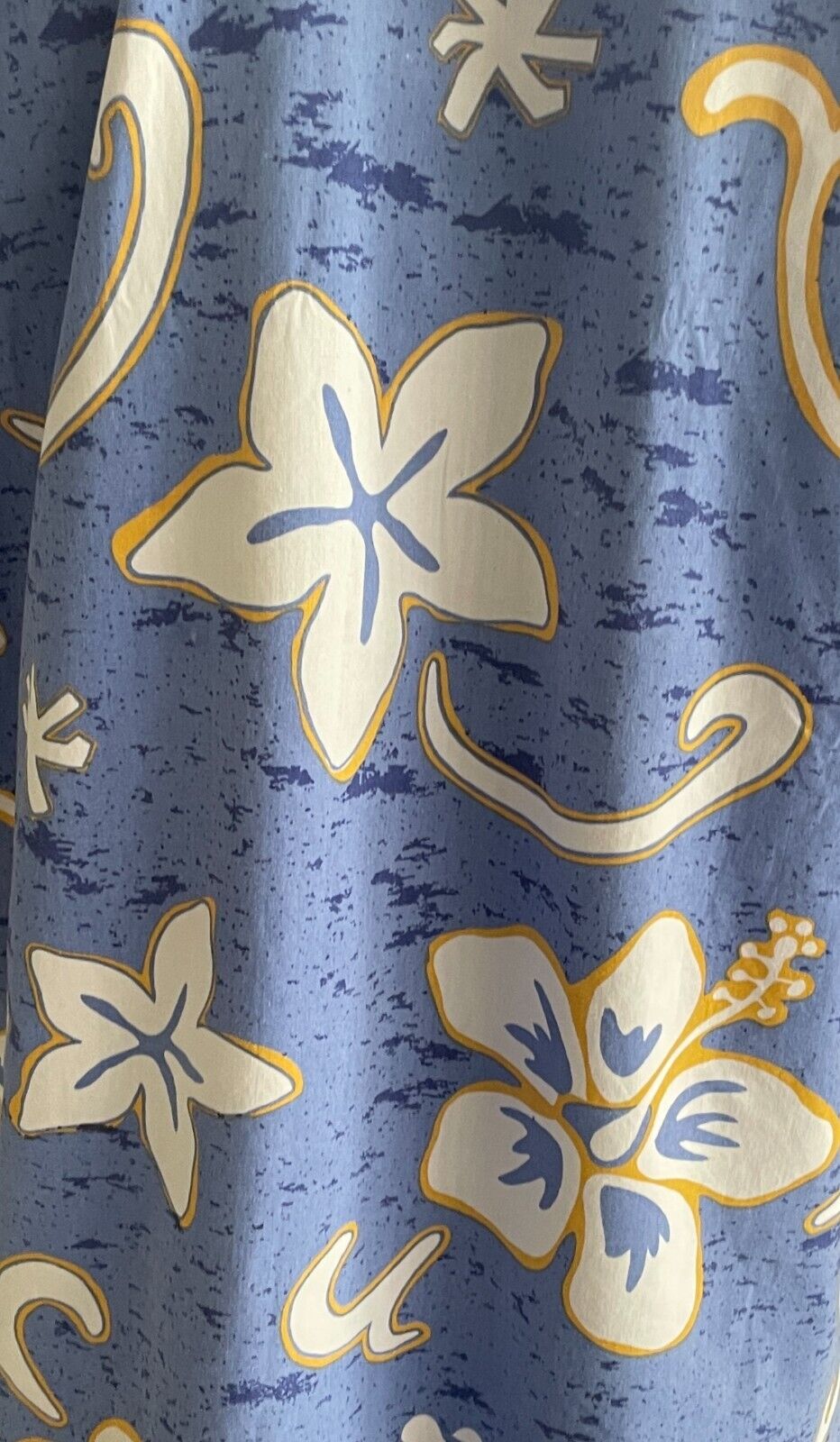 Mens MANGO Hawaiian Shirt Blue Yellow White Tropical Cotton Size L 100cm