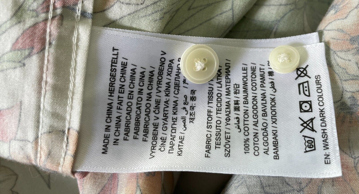 GANT Shirt Short Sleeve Colourful Garden Hummingbird Mens Size L 41 42 Regular