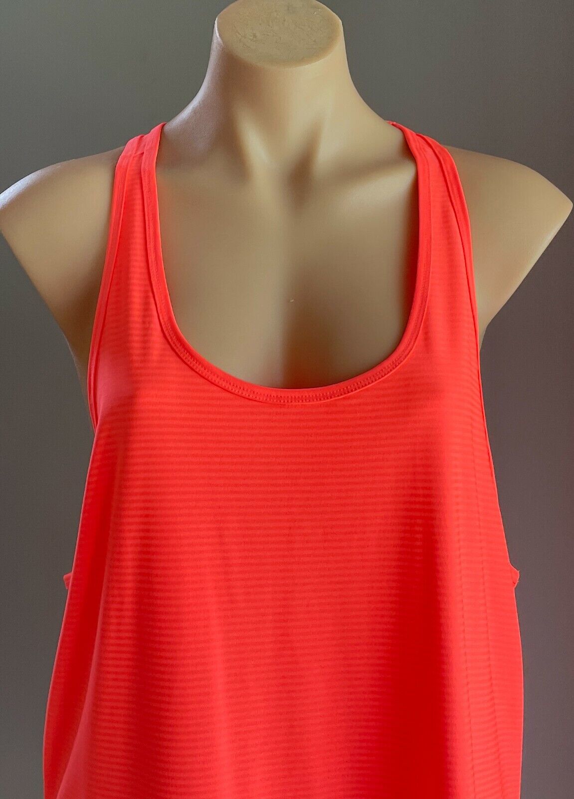 ACTIVE & CO Tank Top Coral Sleeveless Self Stripe Racer Back Singlet Size 16 NEW
