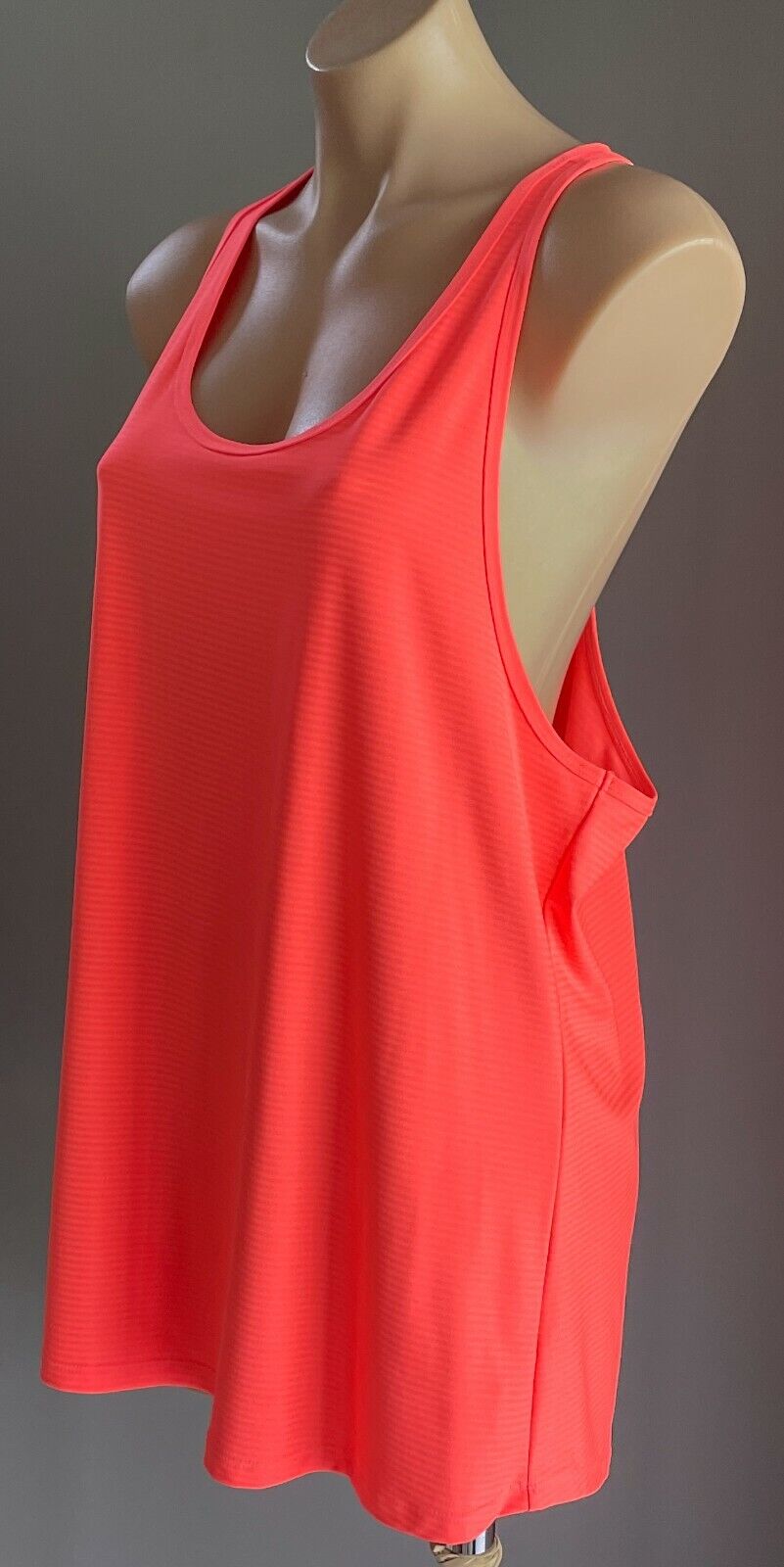 ACTIVE & CO Tank Top Coral Sleeveless Self Stripe Racer Back Singlet Size 16 NEW