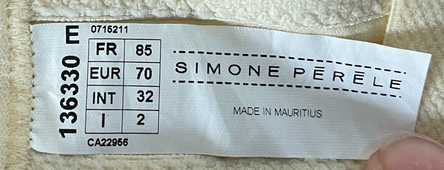SIMONE PERELE "Adelaide" Bra 10B Underwire Lace Bra Cream Demi Satin Frill 10 B