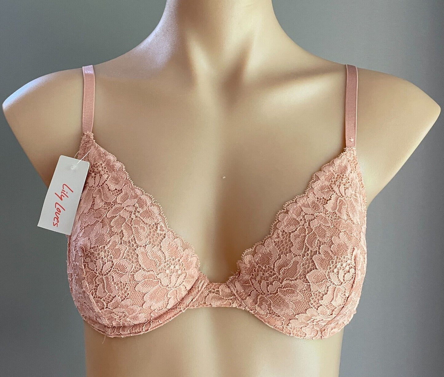 LILY LOVES Bra 12B Blush Lace Soft Cup Underwire Bra Ladies Size 12 B NEW