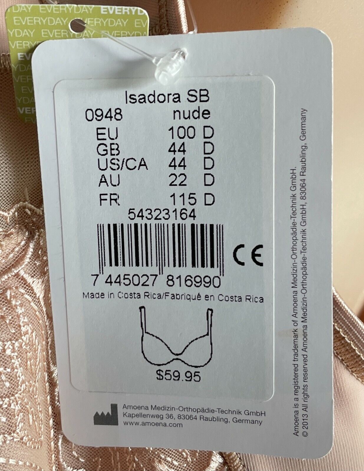 AMOENA Isadora SB Bra 22D Nude Colour Non Wire Soft Cup Ladies Plus Size 22 D