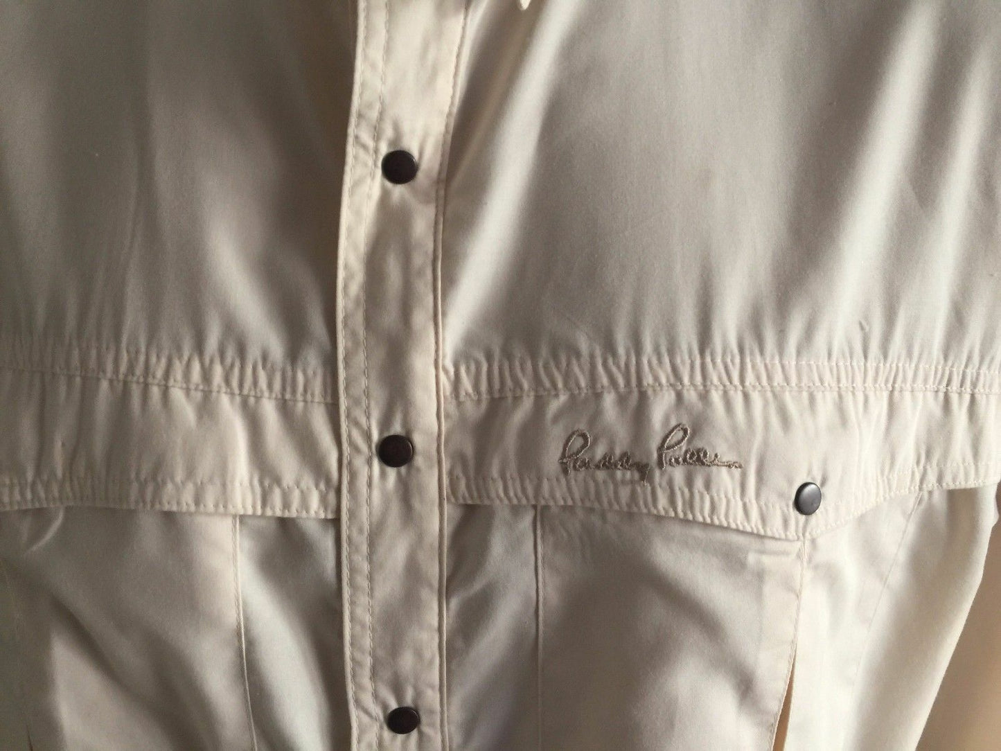 Mens PADDY PALLIN Shirt Long Sleeve Cream w Pockets Brass Snaps Size L