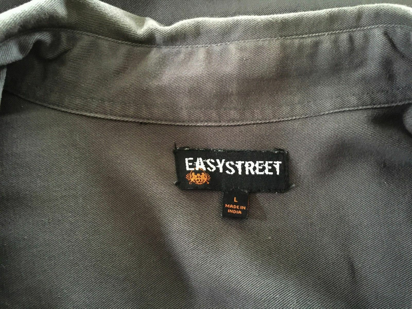 EASY STREET Shirt Long Sleeve Grey Dress Work Shirt Button Up INDIA Mens Size L