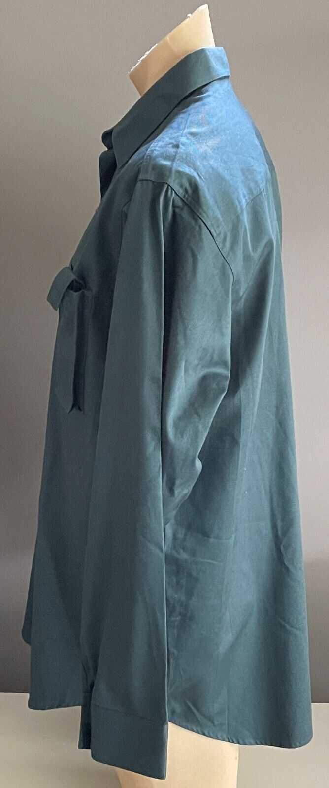Mens KING GEE Cotton Shirt Green Long Sleeve Button Up Work Size L K14100 NEW