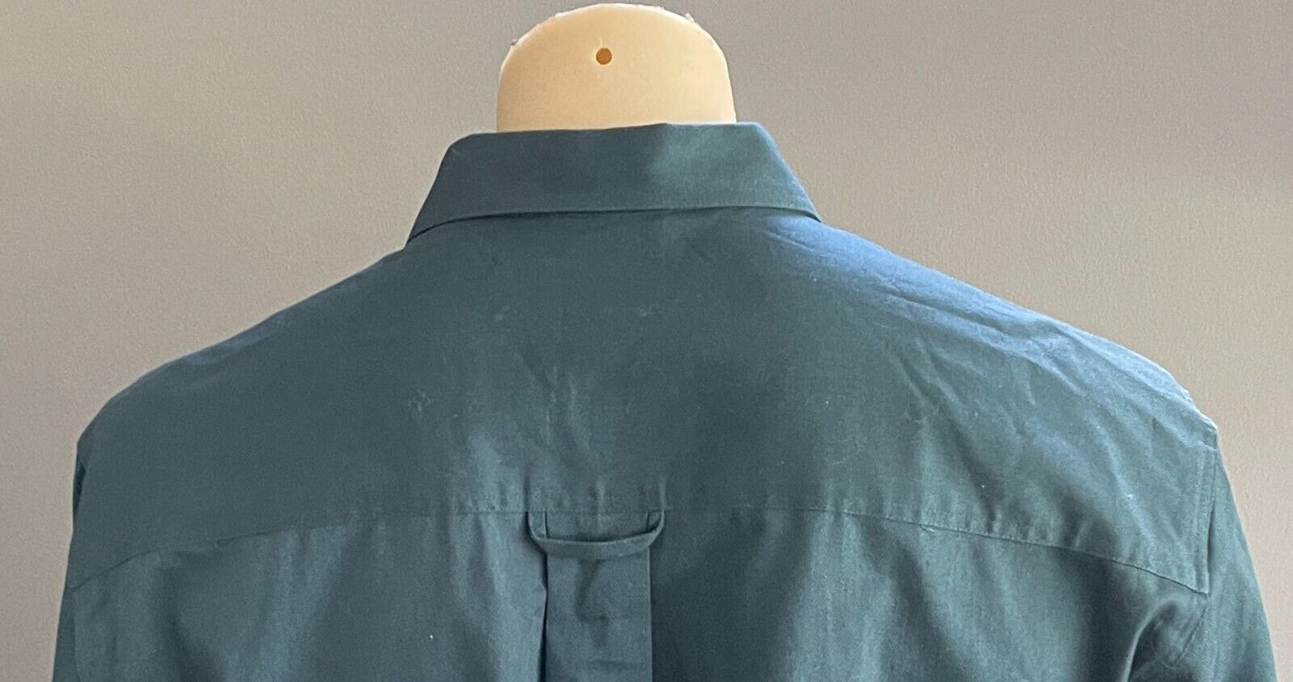 Mens KING GEE Cotton Shirt Green Long Sleeve Button Up Work Size L K14100 NEW