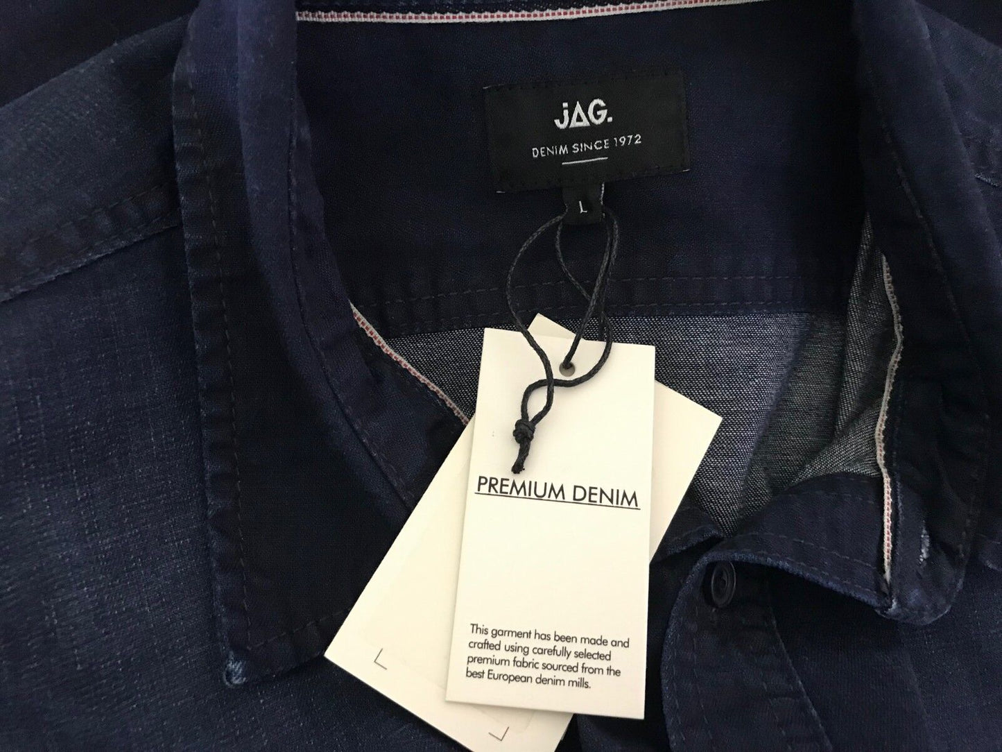 Mens JAG "Sequoia" Neptune Denim Shirt Premium Blue Long Sleeve Size L NEW