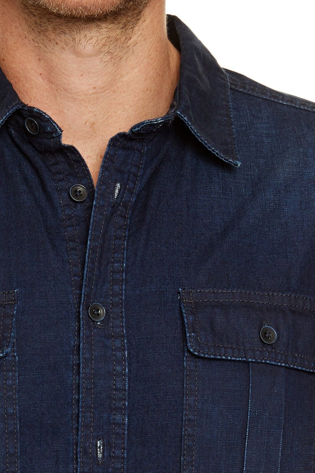 Mens JAG "Sequoia" Neptune Denim Shirt Premium Blue Long Sleeve Size L NEW