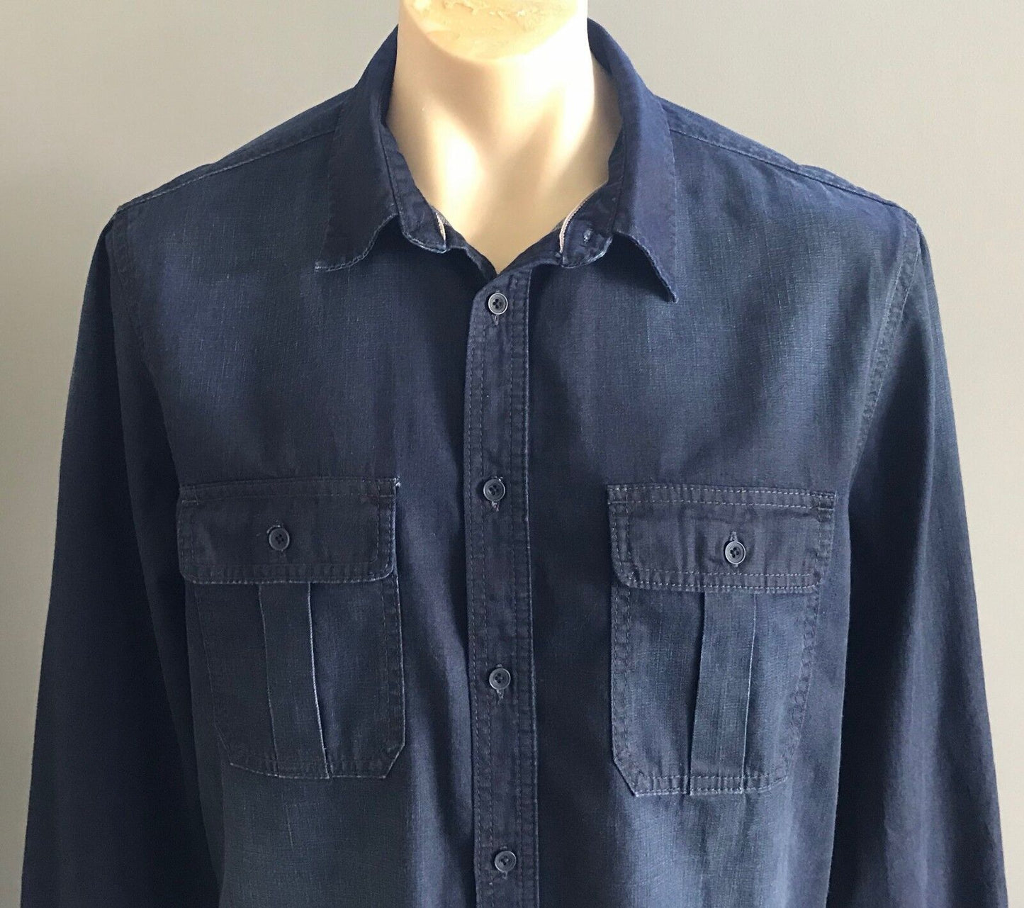 Mens JAG "Sequoia" Neptune Denim Shirt Premium Blue Long Sleeve Size L NEW
