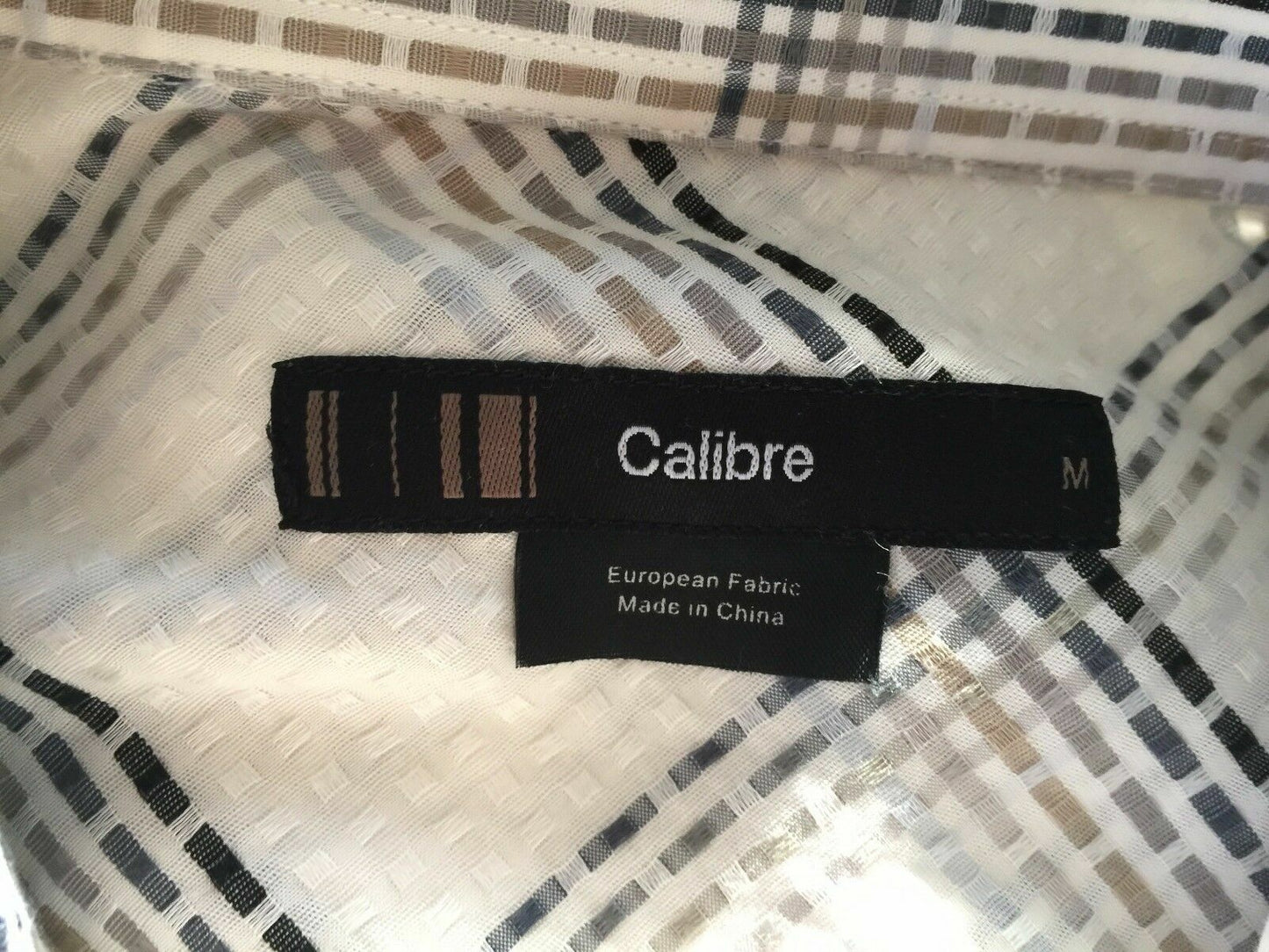 Mens CALIBRE Dress Shirt Long Sleeve Double Cuff (Cufflinks) Check Size M NEW