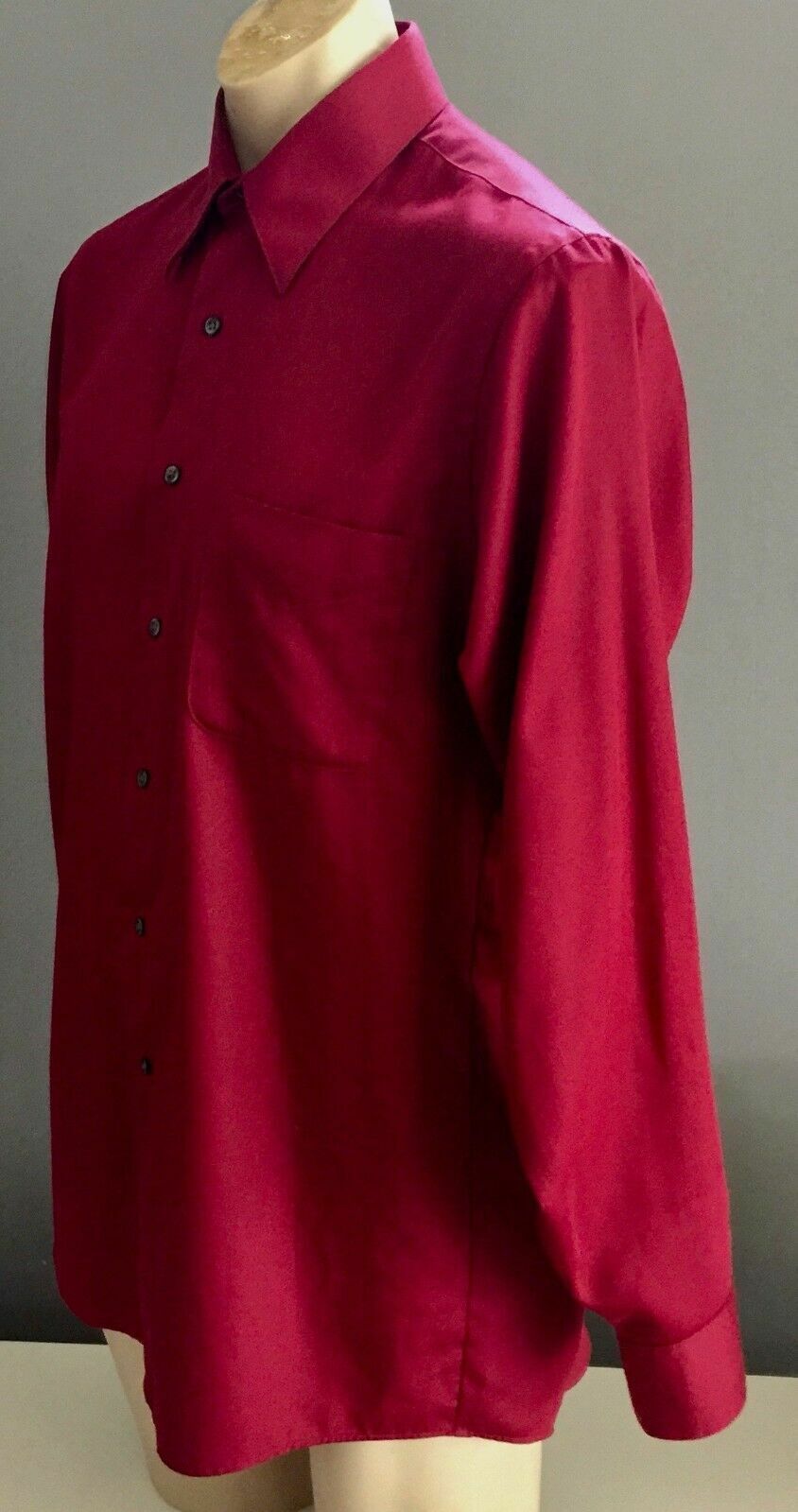 Mens GEOFFREY BEENE Mens Long Sleeve Shirt Burgundy Sateen Wrinkle Free Size M