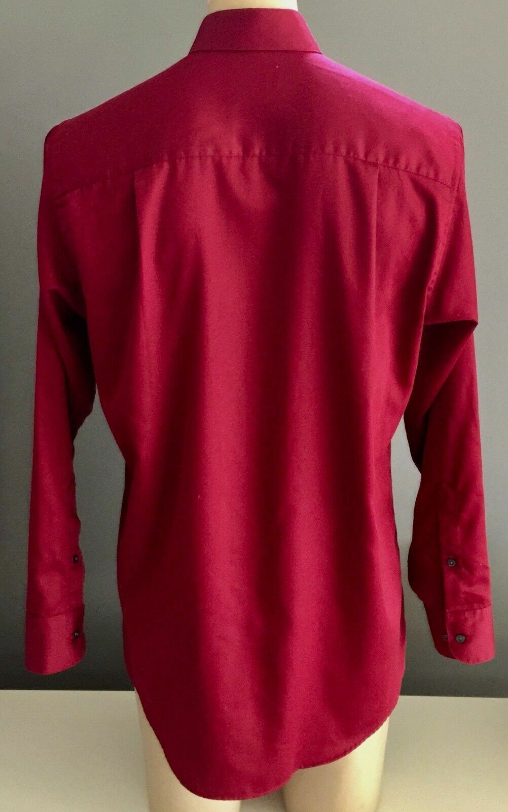 Mens GEOFFREY BEENE Mens Long Sleeve Shirt Burgundy Sateen Wrinkle Free Size M