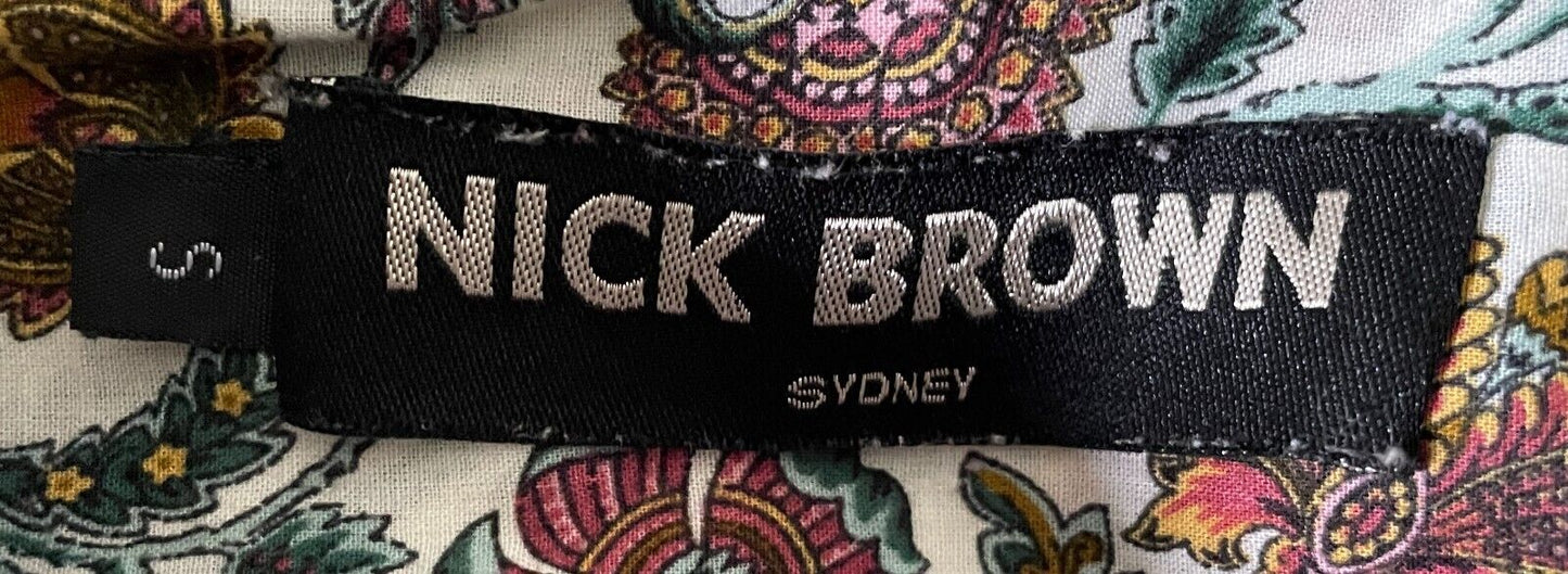 NICK BROWN SYDNEY Shirt Floral Cotton Long Sleeve Button Up Mens Size S