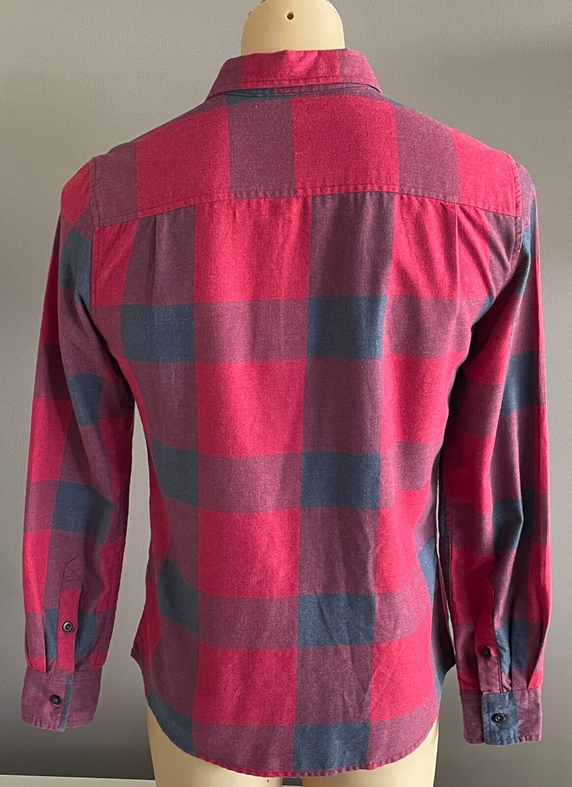 Mens LOST HIGHWAY Check Shirt Red & Blue Long Sleeve Double Chest Pocket Size S