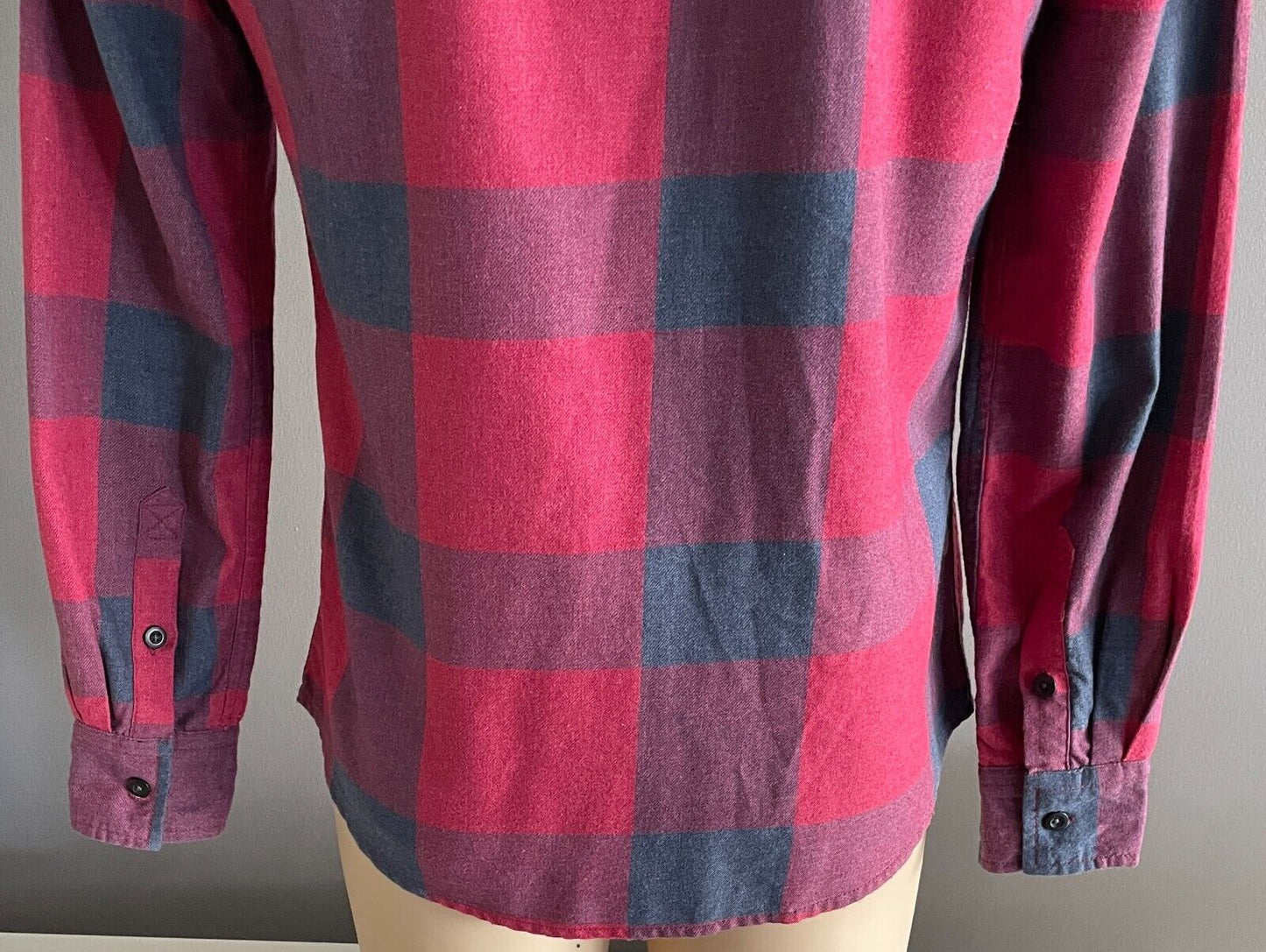 Mens LOST HIGHWAY Check Shirt Red & Blue Long Sleeve Double Chest Pocket Size S