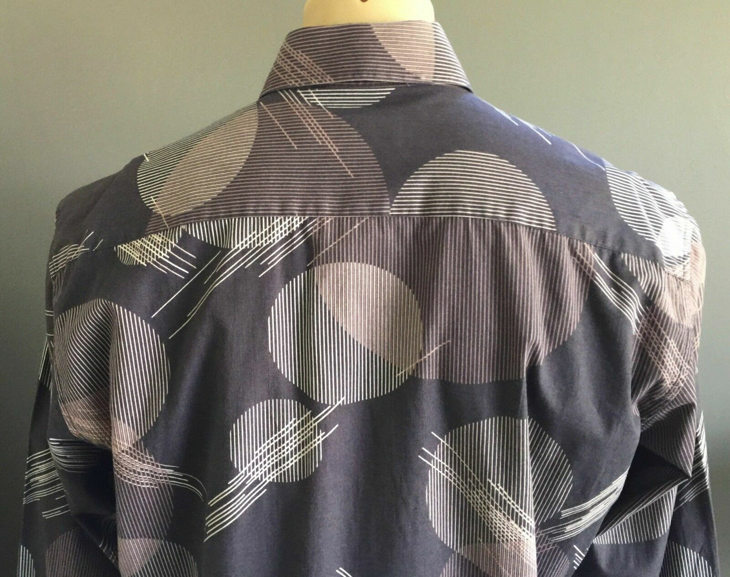Mens YD Shirt Long Sleeve Grey White & Pink Print Regular Fit Button Up Size XL