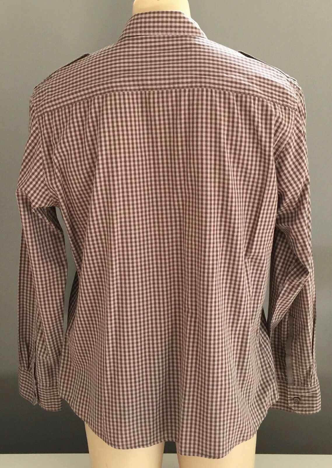 Mens INDUSTRIE Check Shirt Long Sleeve Brown & Taupe Button up Size XL