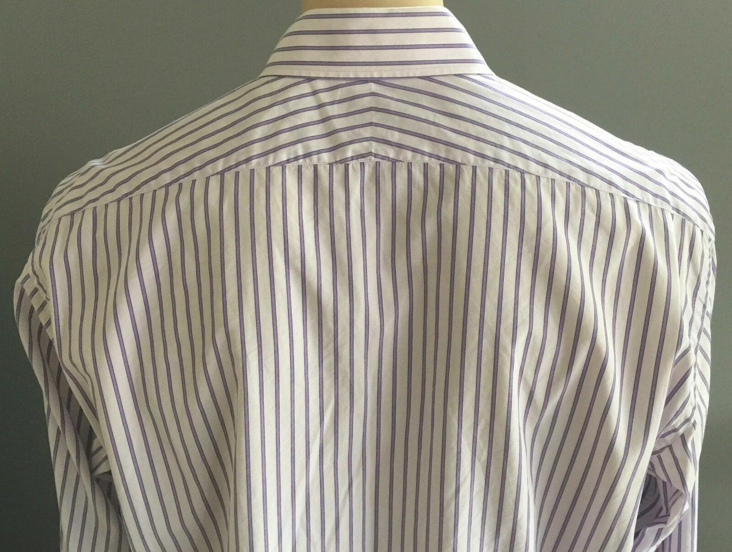 Mens OXFORD Shirt Long Sleeve Purple & White Stripe Cuff Link SleevSmart Mens XL