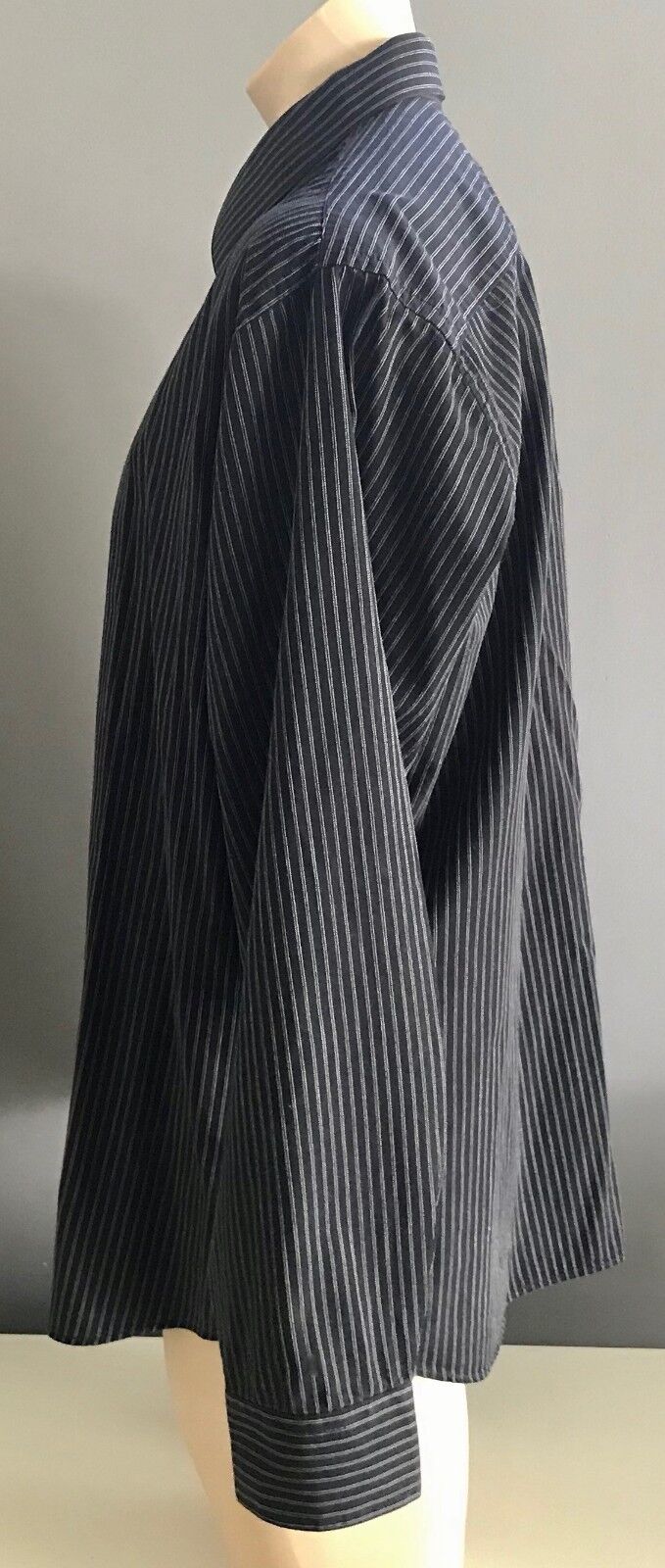Mens TAROCASH Cotton Shirt Black & White Stripe Long Sleeve Shirt Size XL