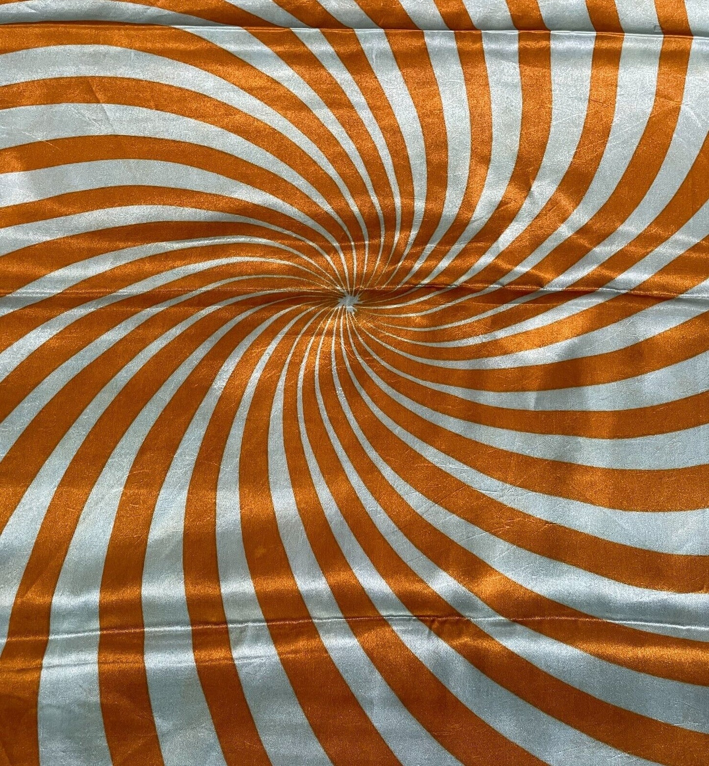 66cm Square Neck SCARF Vintage Sage Green Orange Gold Psychedelic Print Stunning