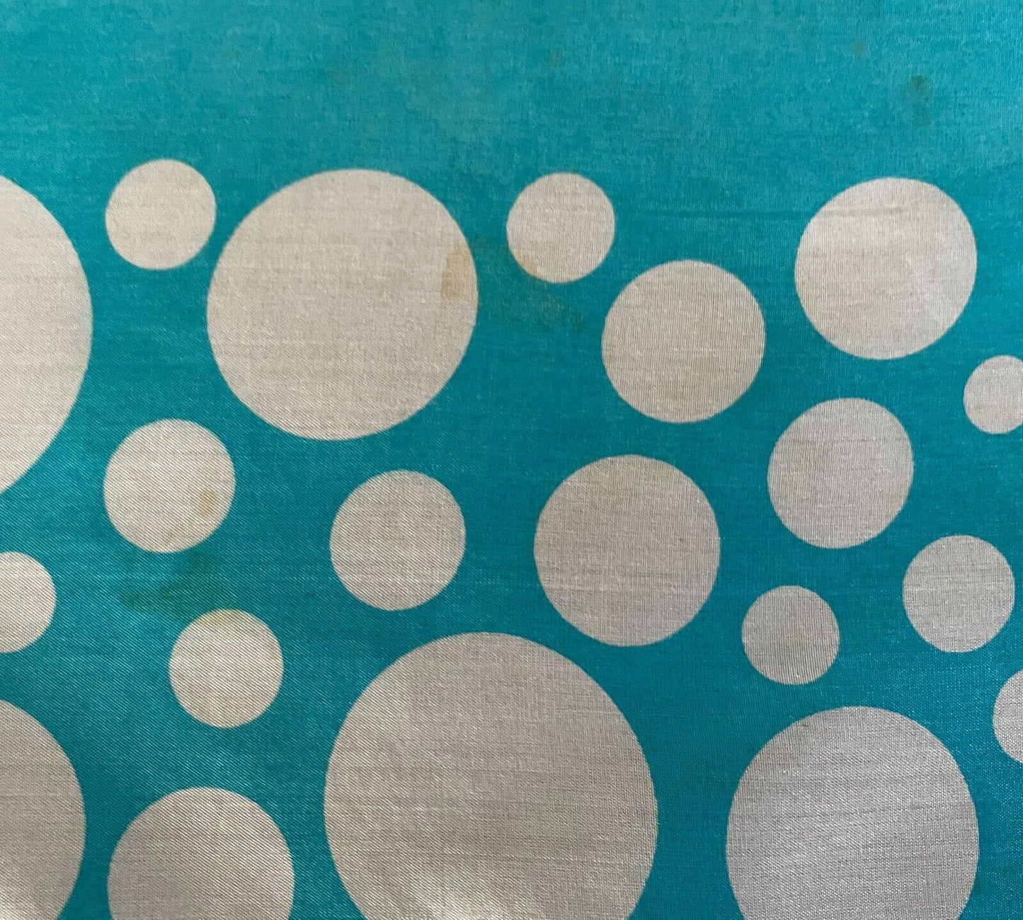58cm Square Neck SCARF Turquoise Blue & White Polka Dot Vintage 1950s Stunning!